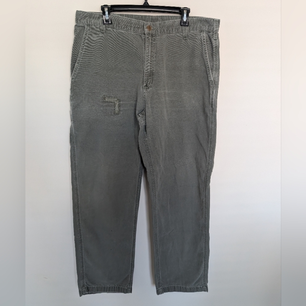 Vintage Carhartt Pants Mens 38x34 Green Carpenter Dungaree Fit Canvas Utility